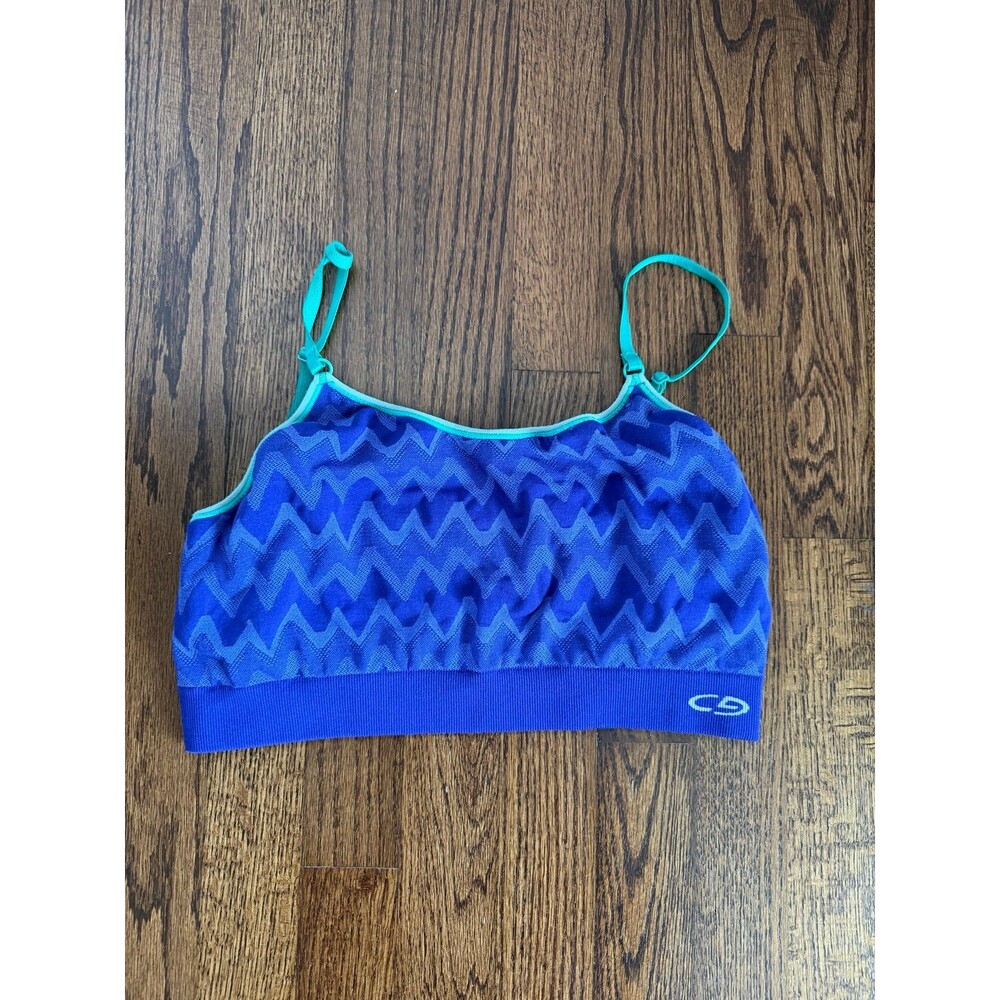 C9 Champion Women's Seamless Strappy Sports Bra – XXL (Blue/Teal Chevron)